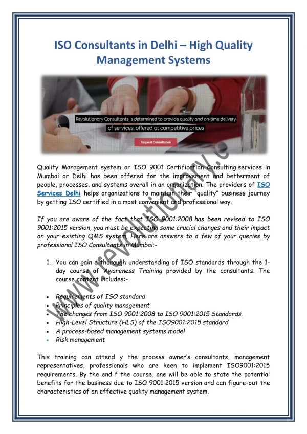 ISO Consultants in Delhi – High Quality Management Systems