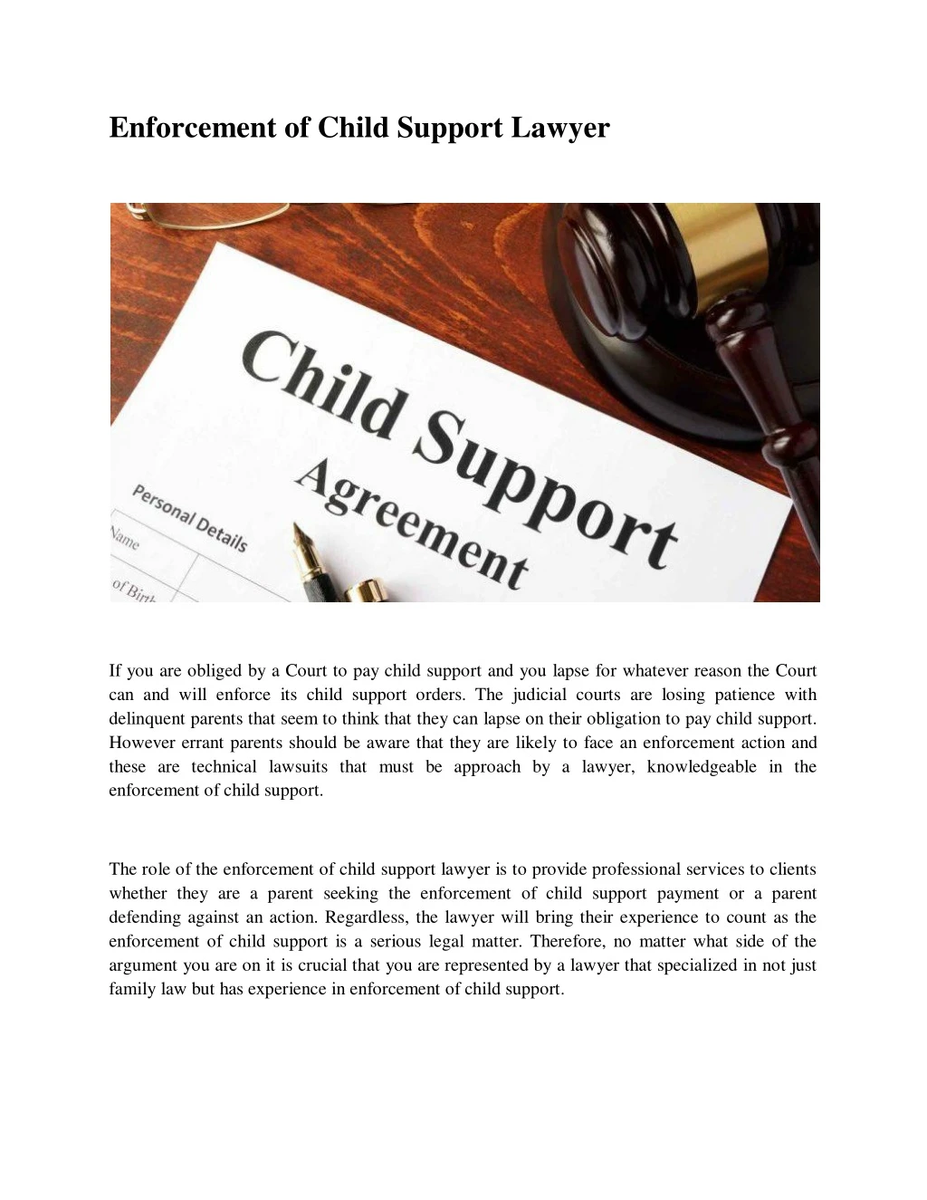 enforcement of child support lawyer