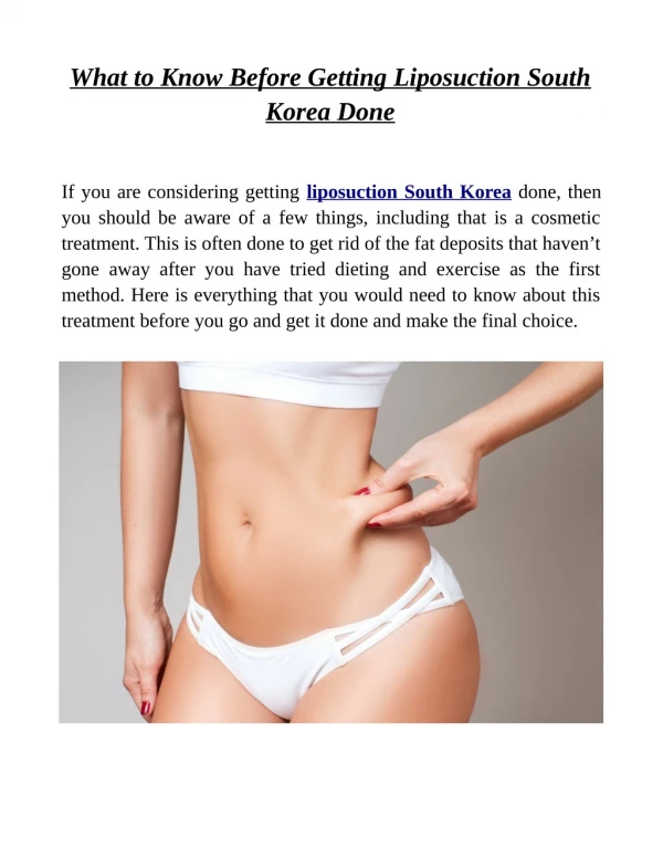 What to Know Before Getting Liposuction South Korea Done