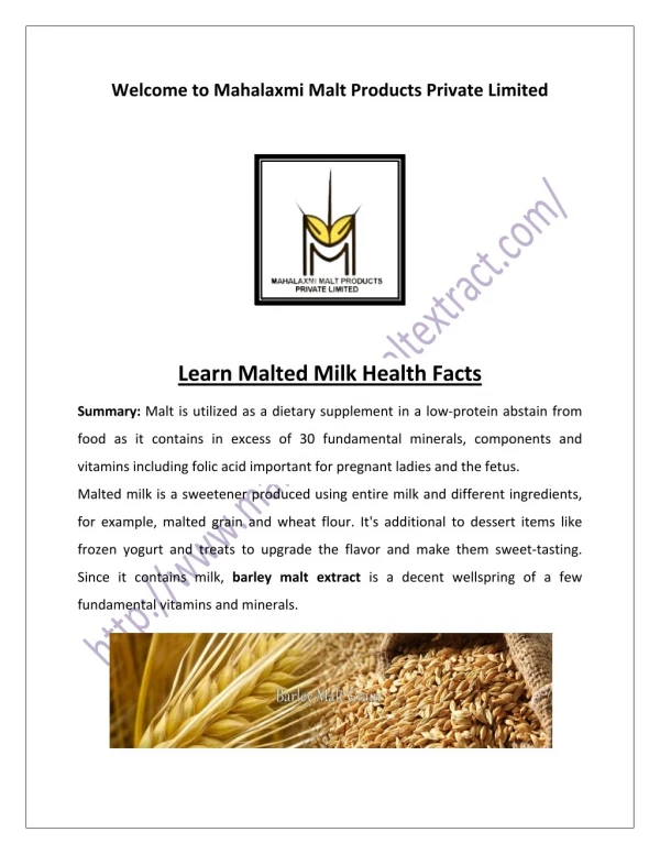 Malt Extract Powder, barley malt flour, malt based food in India