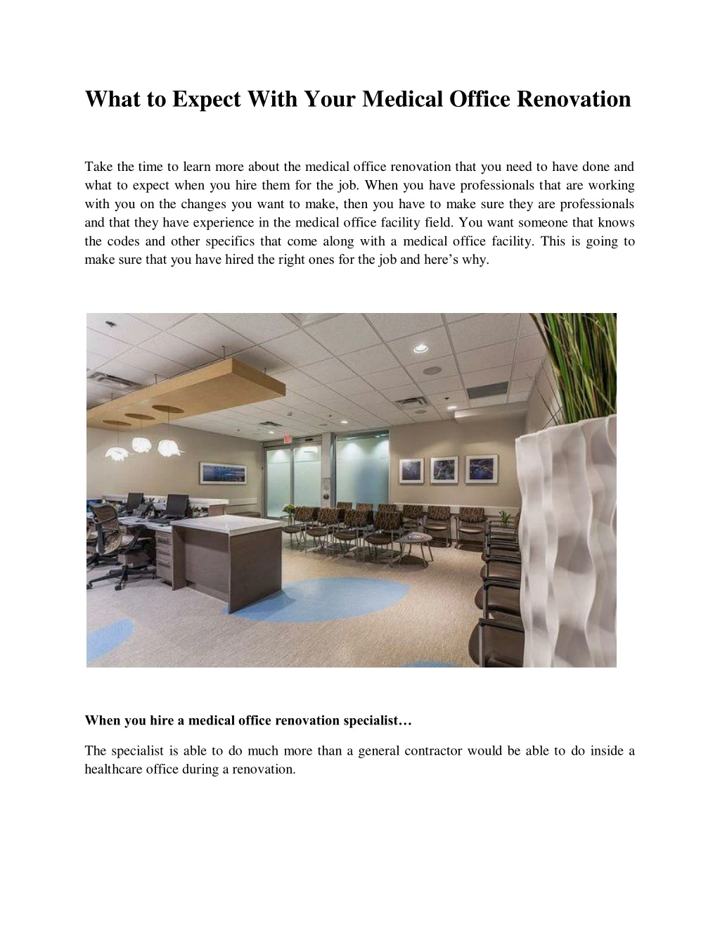 what to expect with your medical office renovation