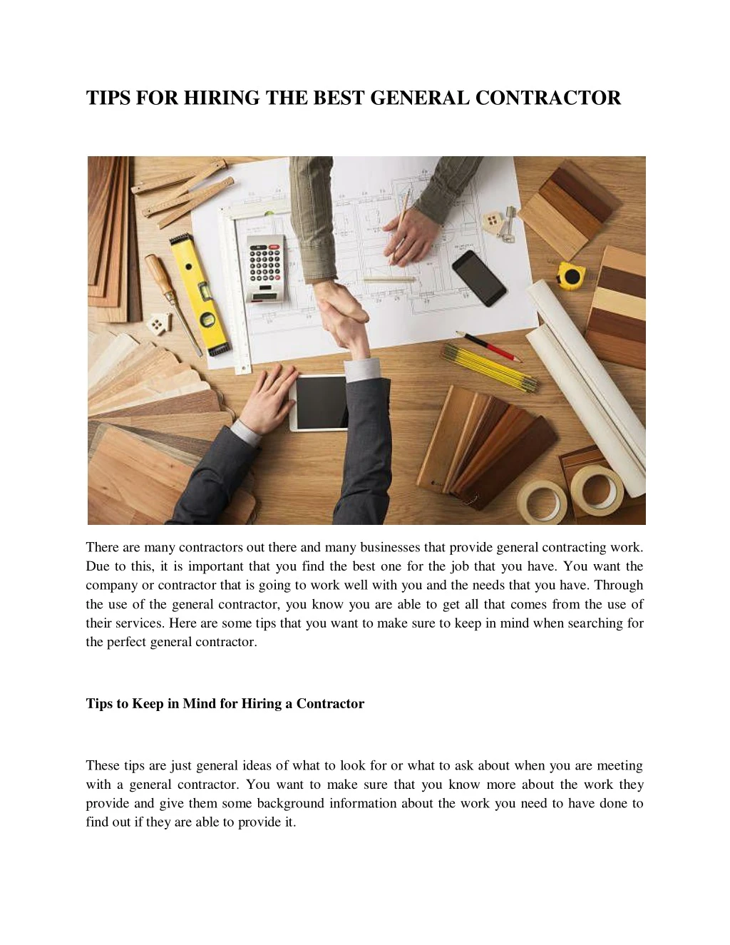 tips for hiring the best general contractor