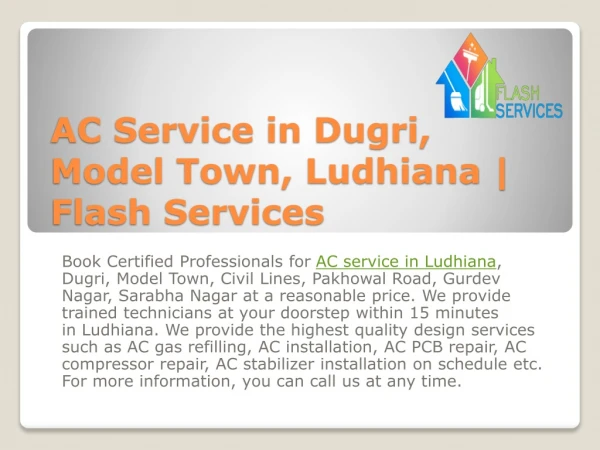 AC Service in Dugri, Model Town, Ludhiana | Flash Services