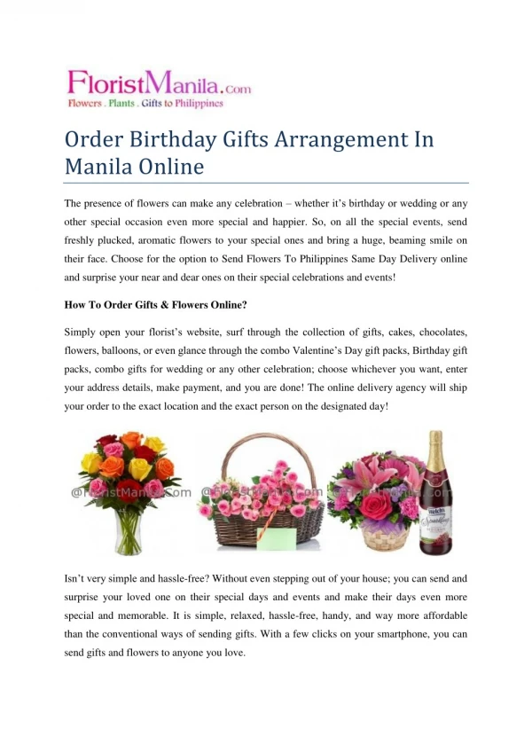 birthday gifts arrangement in manila