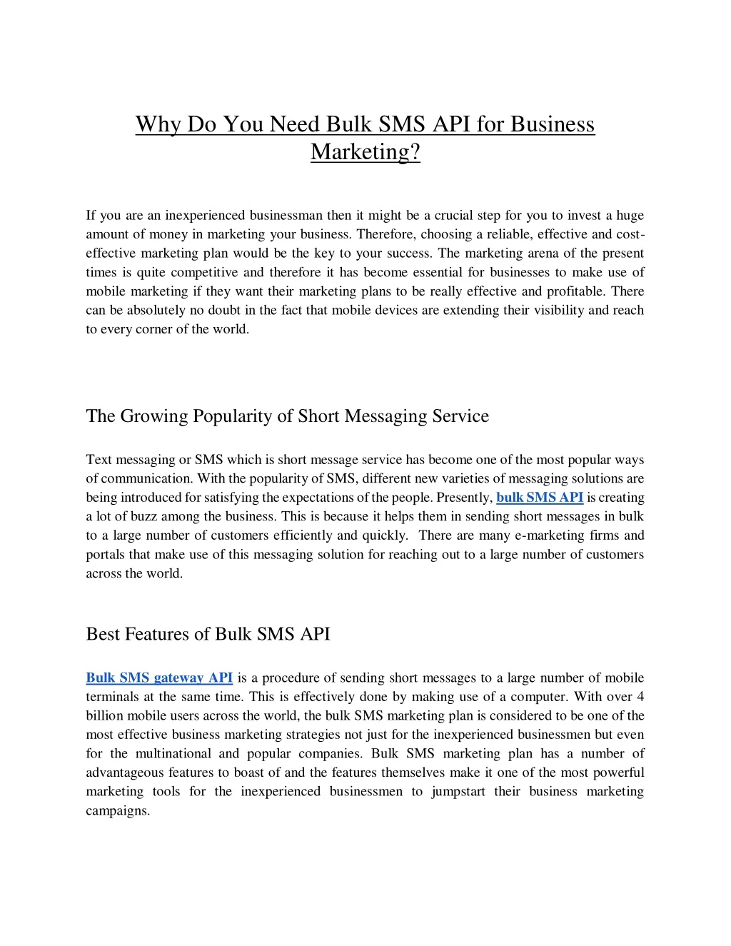 why do you need bulk sms api for business