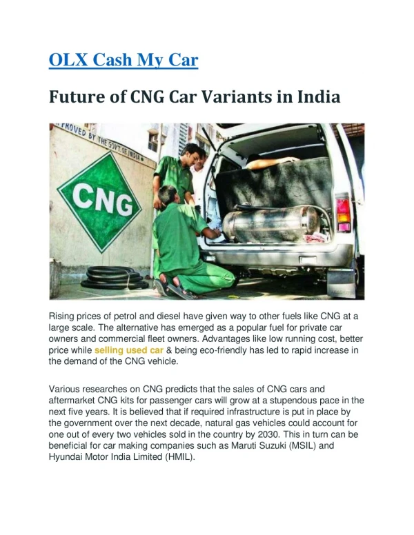 Future of CNG Car variants in India