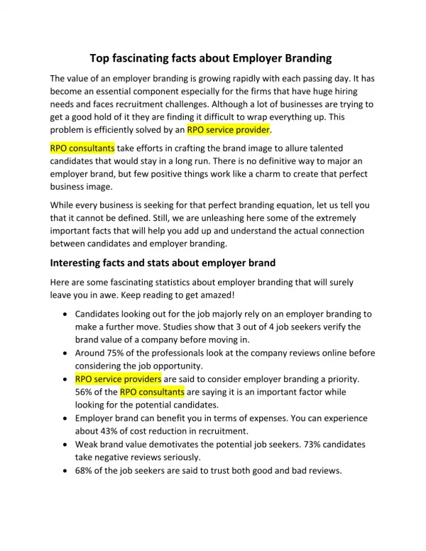 Top Facts About Employer Branding