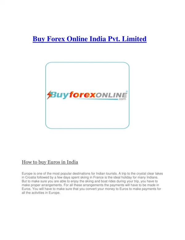 How to Buy Euros at the Lowest Rate in India | Buyforexonline