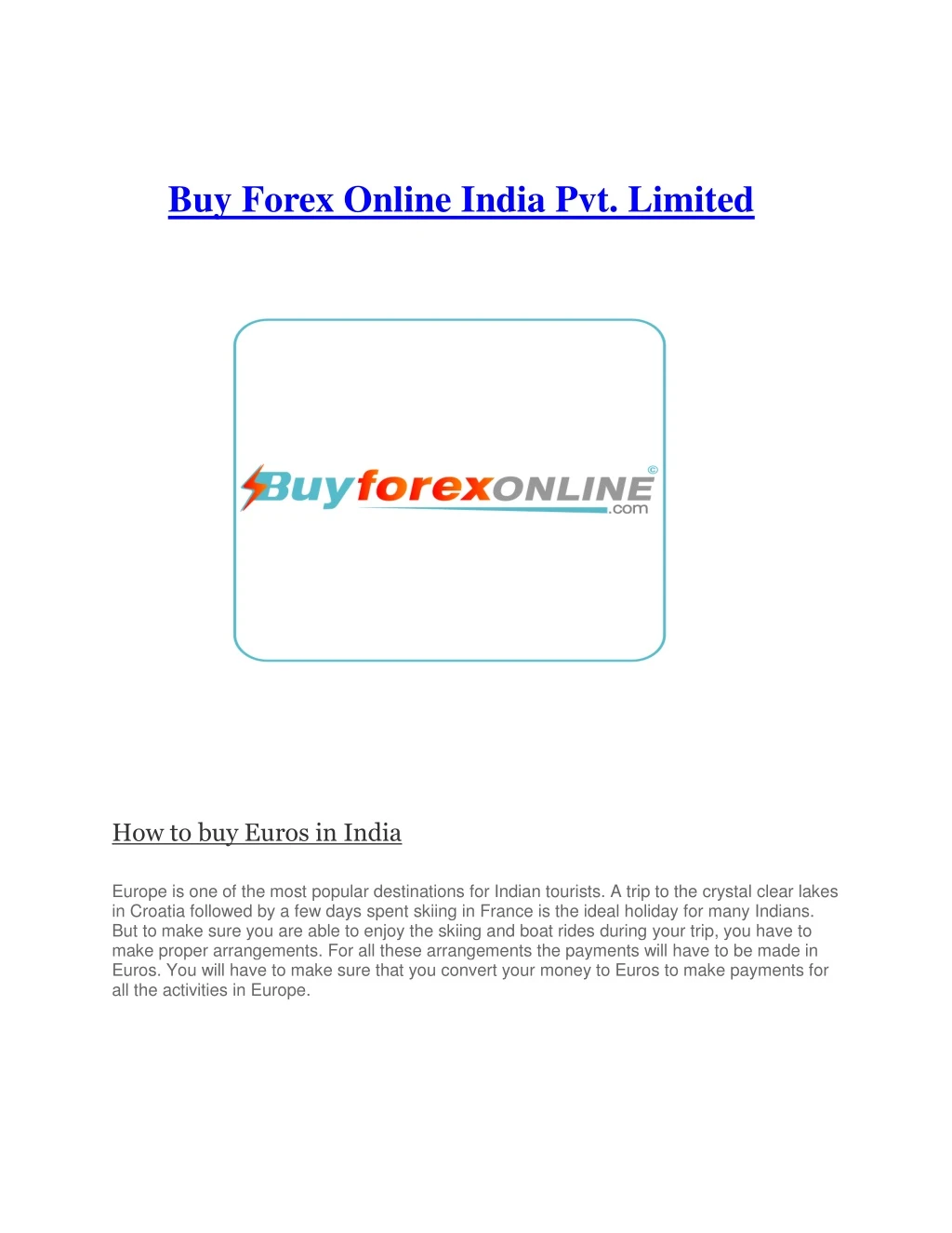 buy forex online india pvt limited