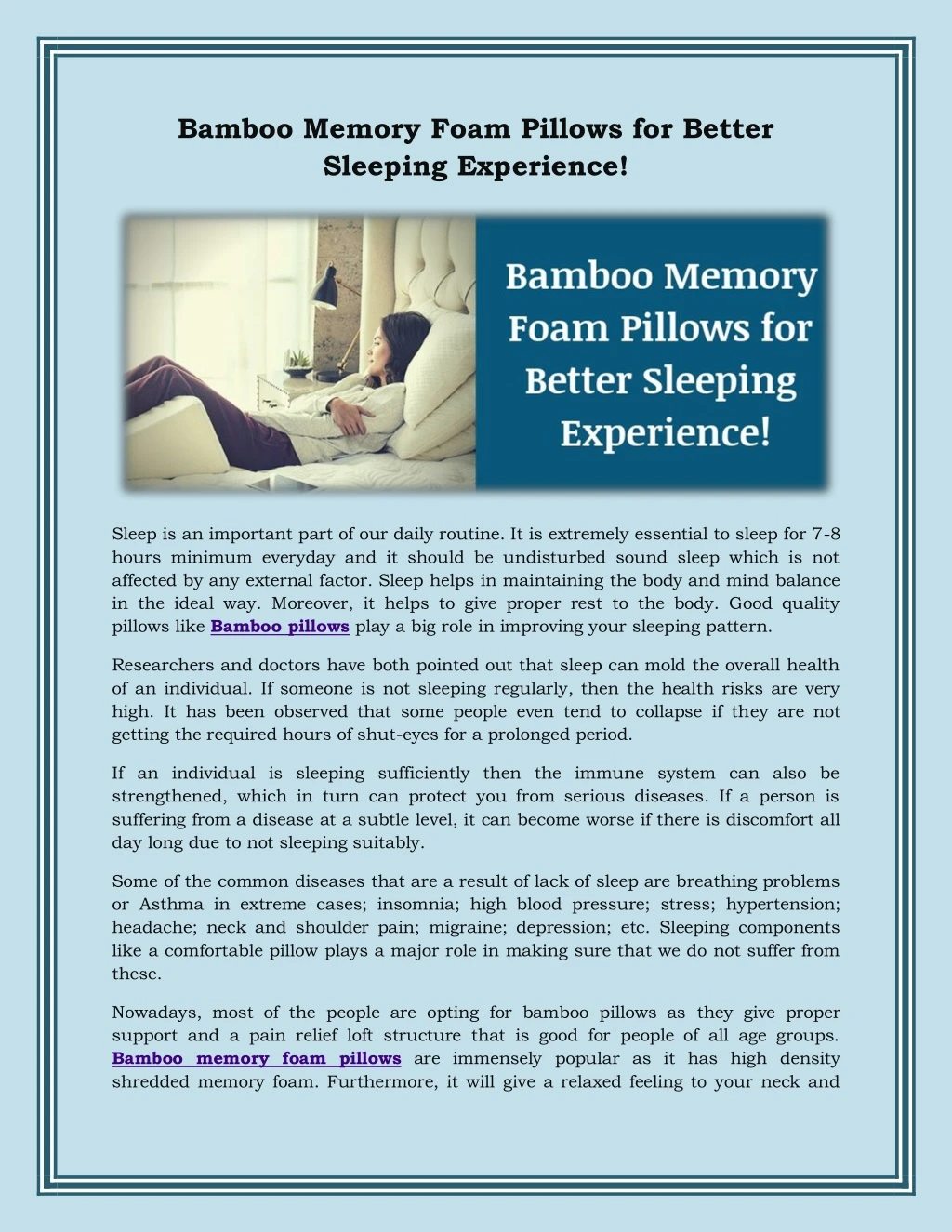 bamboo memory foam pillows for better sleeping