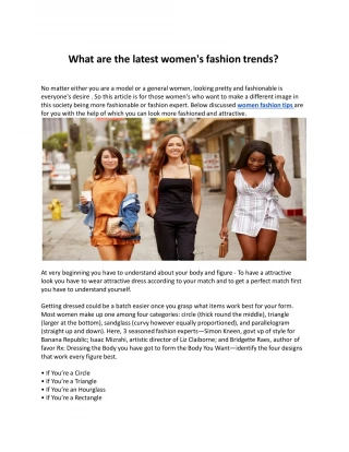 What are the latest women's fashion trends?