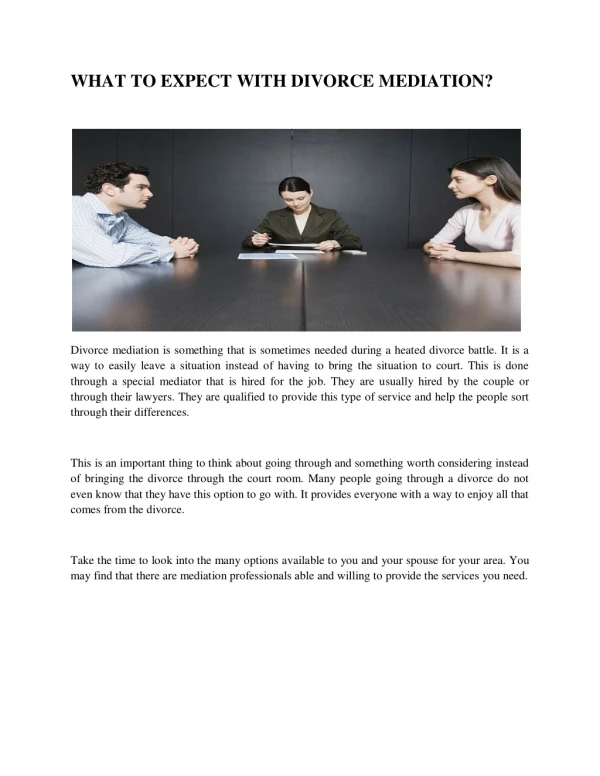 WHAT TO EXPECT WITH DIVORCE MEDIATION?