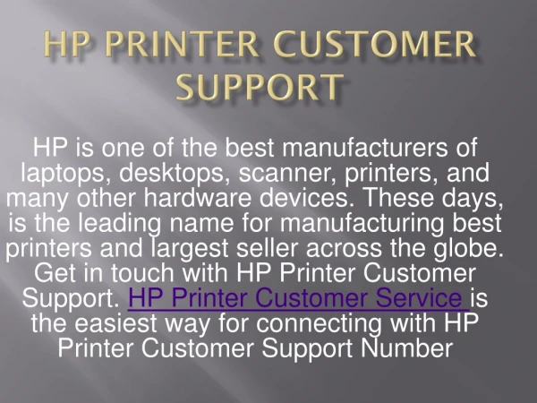 Hp Printer Customer Support Number