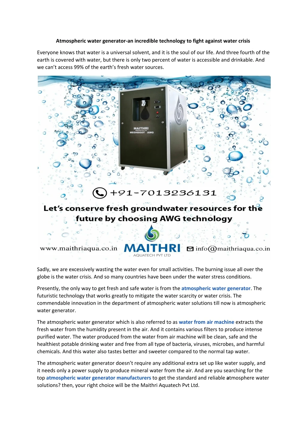 atmospheric water generator an incredible