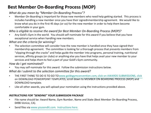 Best Member On-Boarding Process MOP