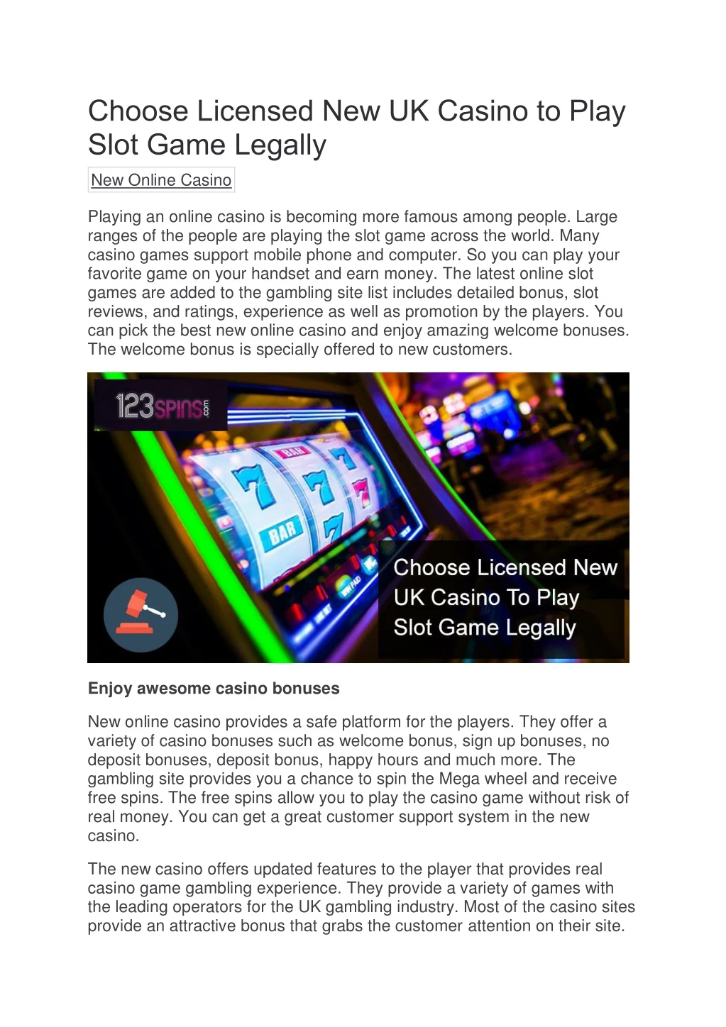 choose licensed new uk casino to play slot game