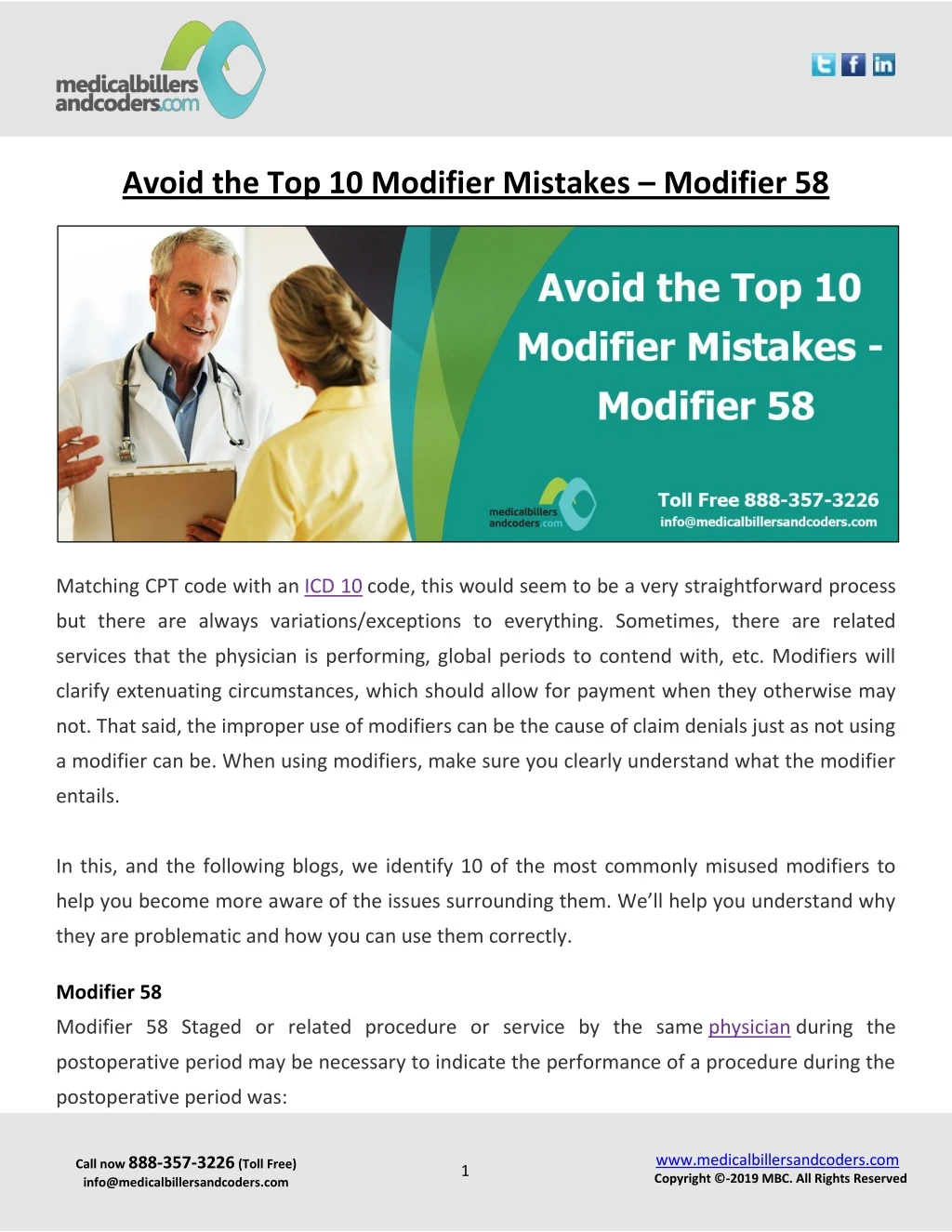 avoid the top 10 modifier mistakes modifier 58