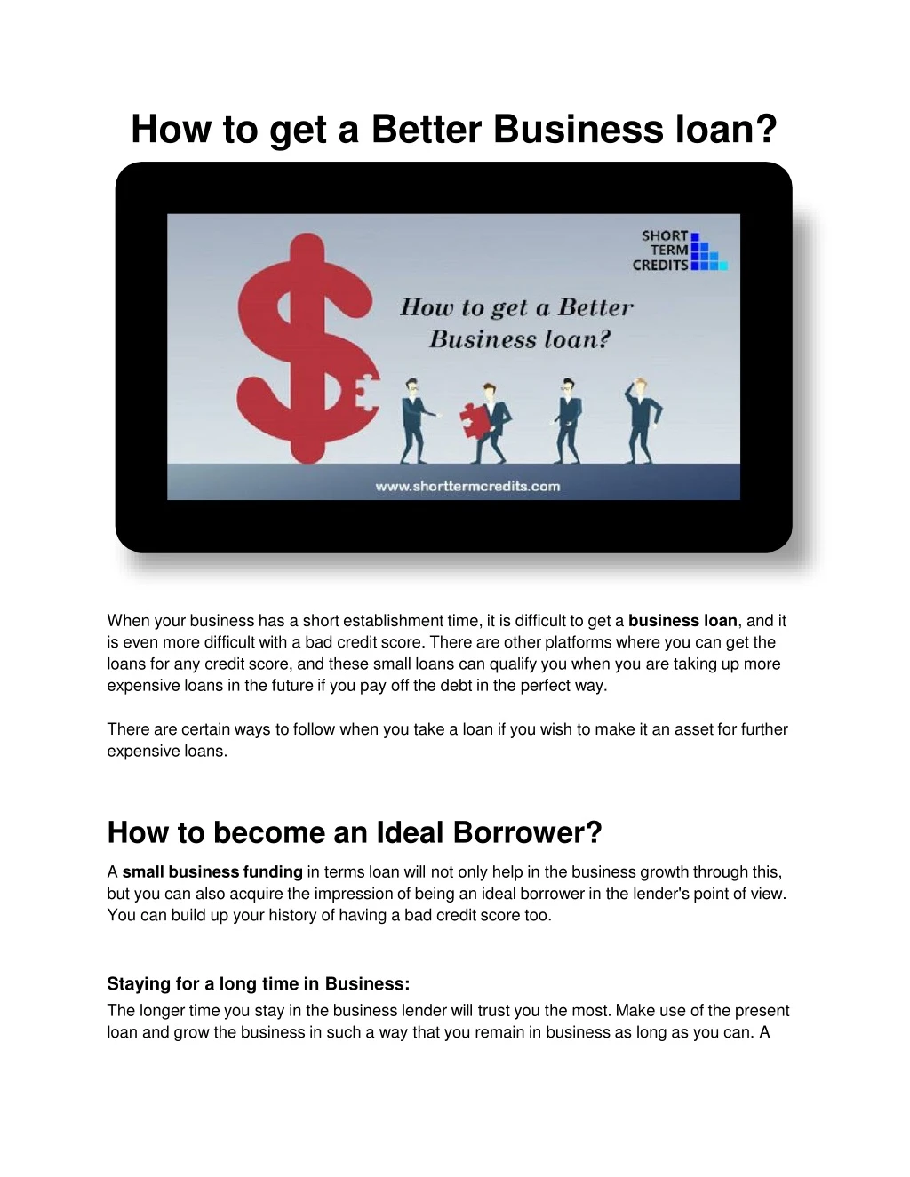 how to get a better business loan