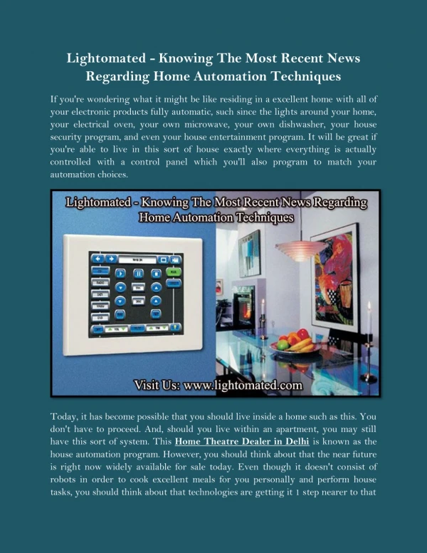 Lightomated - Knowing The Most Recent News Regarding Home Automation Techniques