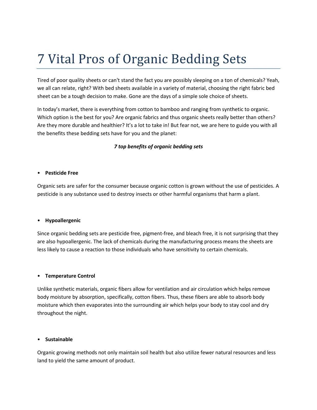 7 vital pros of organic bedding sets