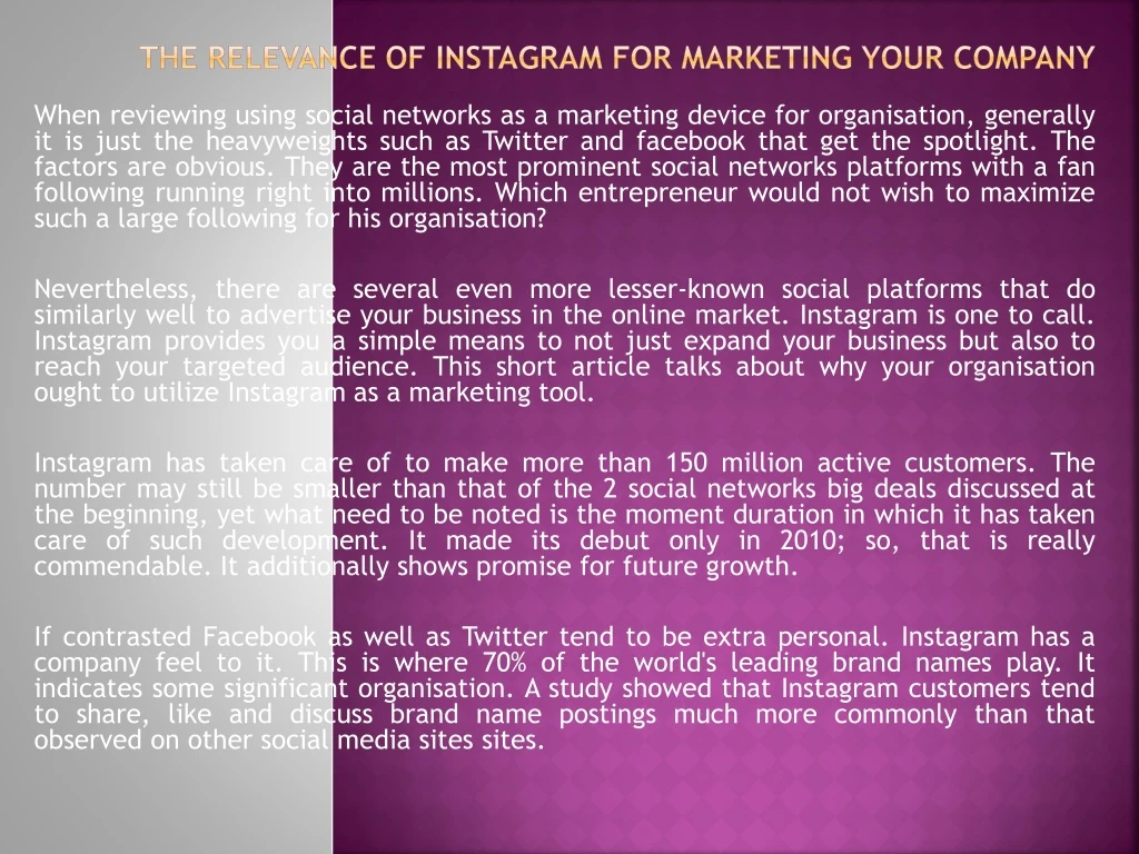 the relevance of instagram for marketing your company