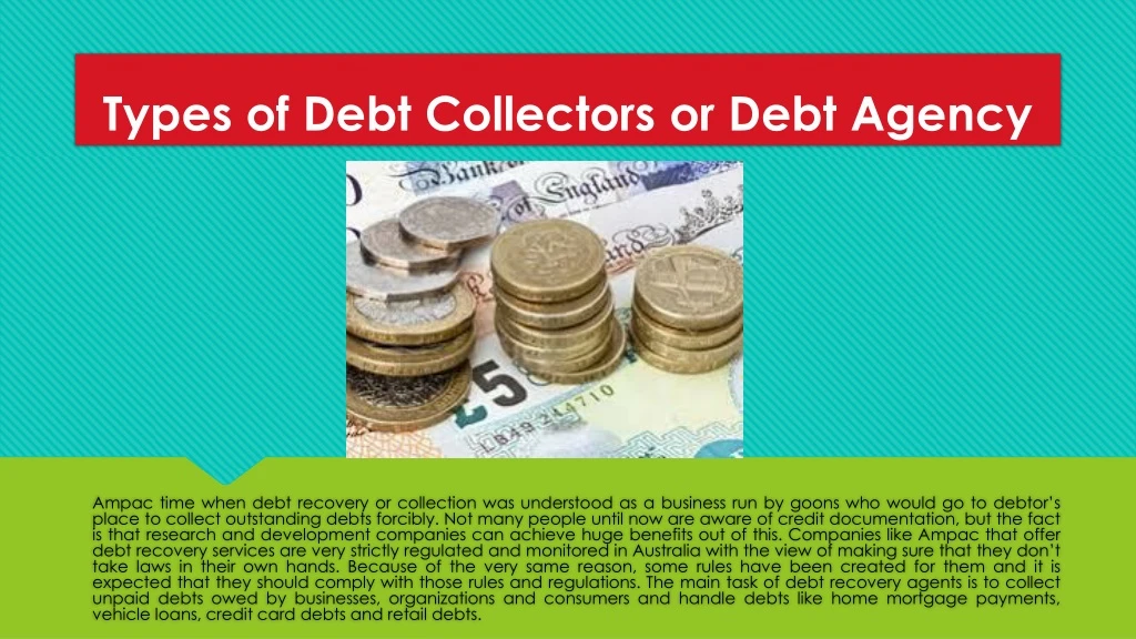 types of debt collectors or debt agency
