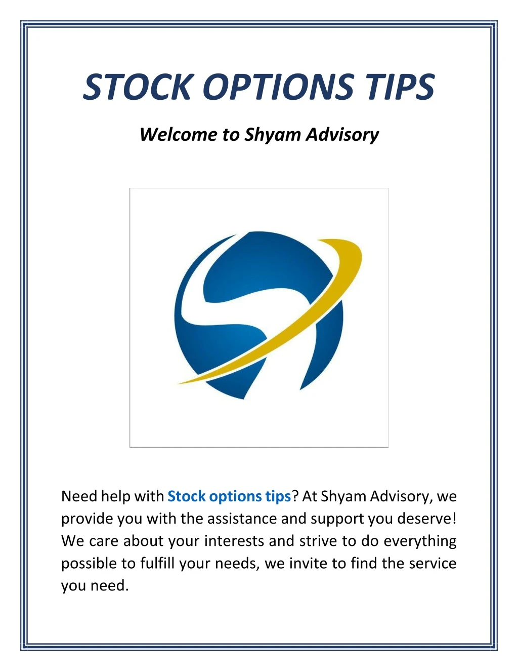 stock options tips
