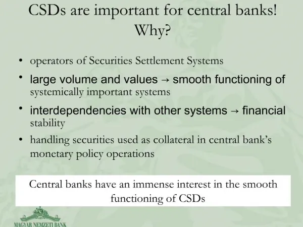 CSDs from central bank perspective