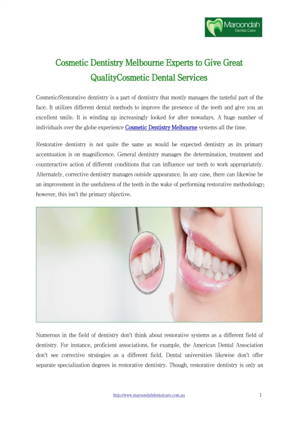 Cosmetic Dentistry Melbourne | Maroondah Dental Care