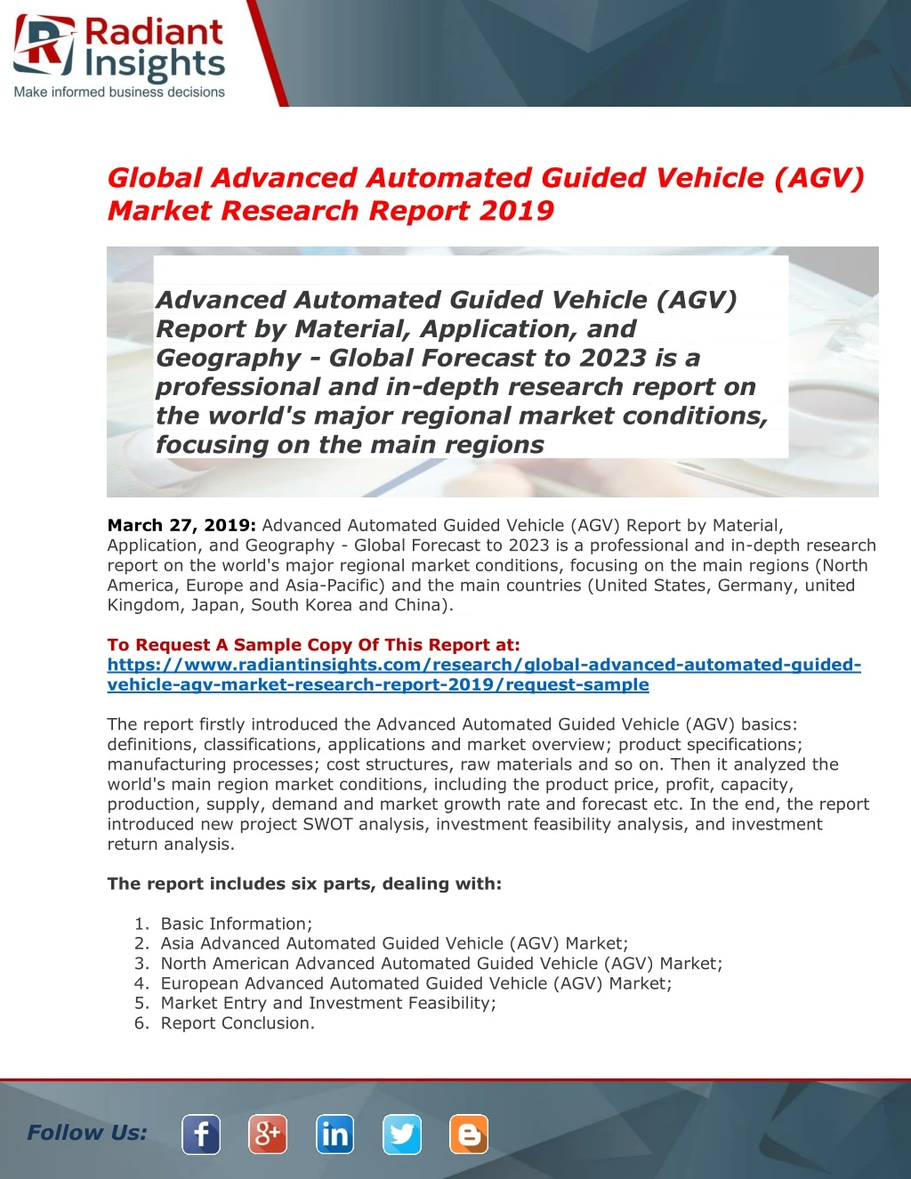 global advanced automated guided vehicle