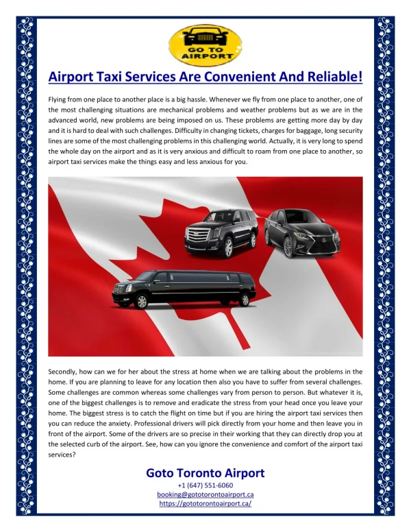 Airport Taxi Services Are Convenient And Reliable!
