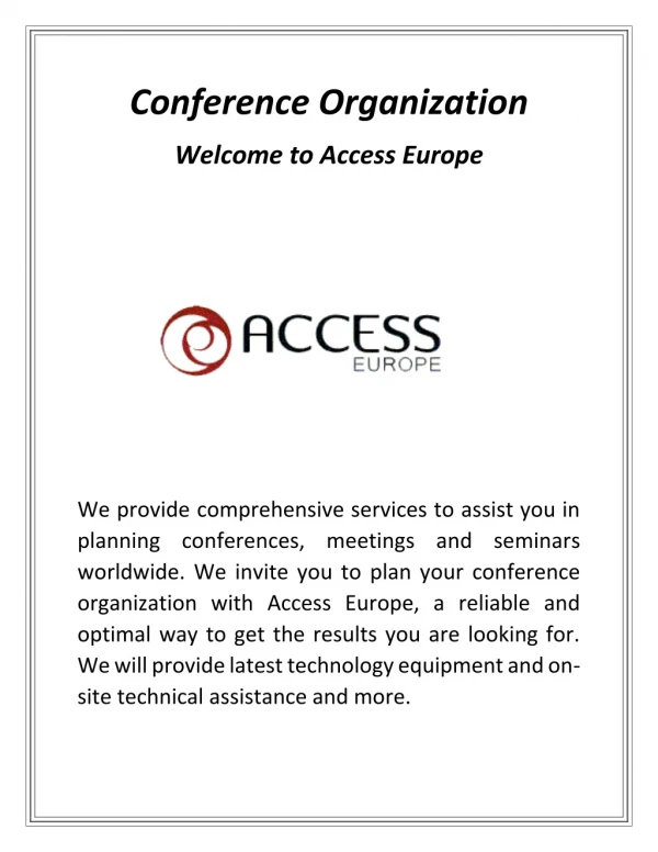 Get Conference Organization | accesseurope