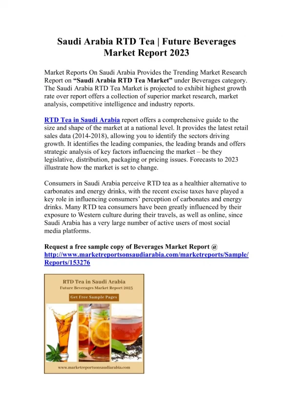 Saudi Arabia RTD Tea | Future Market Report 2023