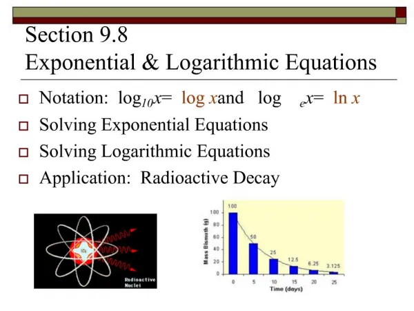 Section 9.8 Exponential Logarithmic Equations