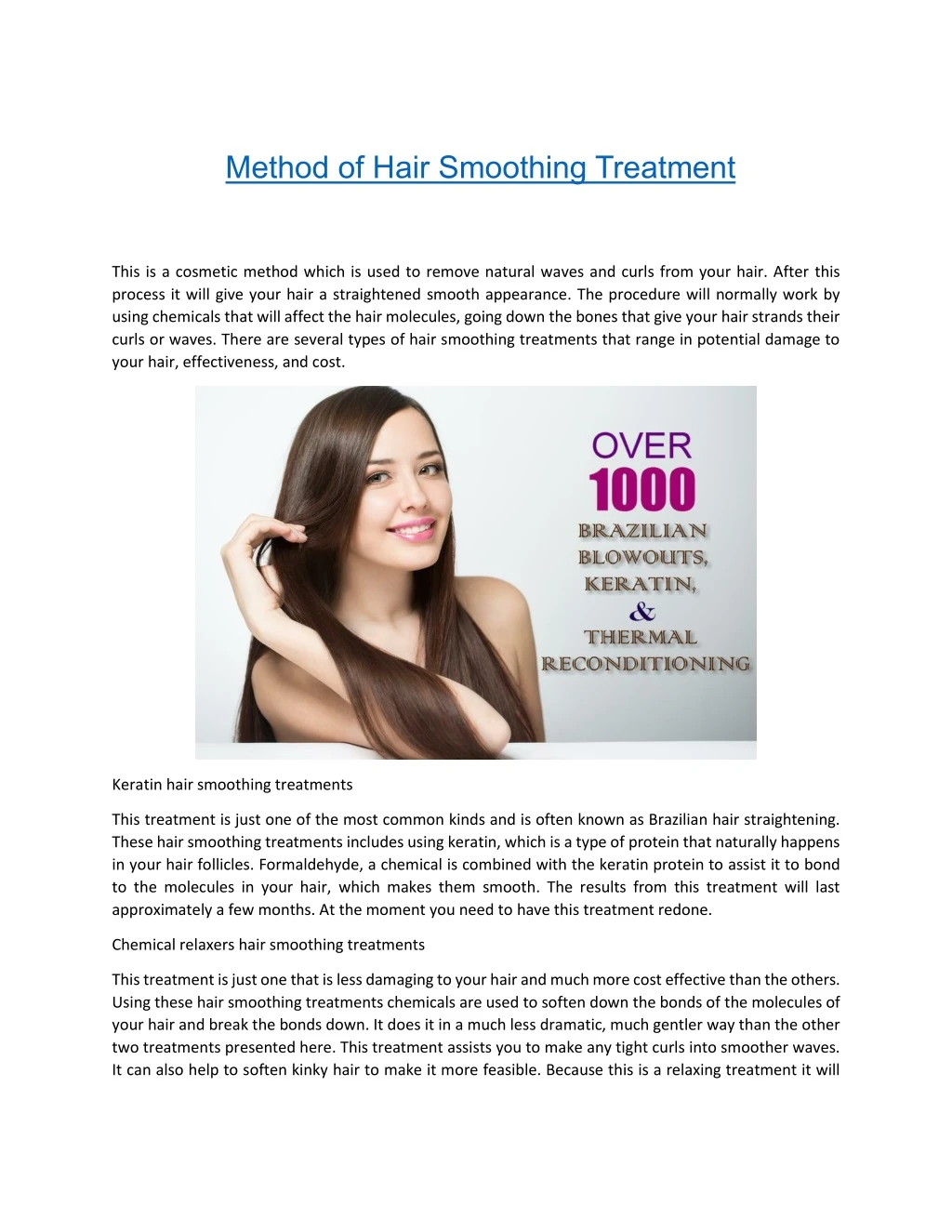 method of hair smoothing treatment