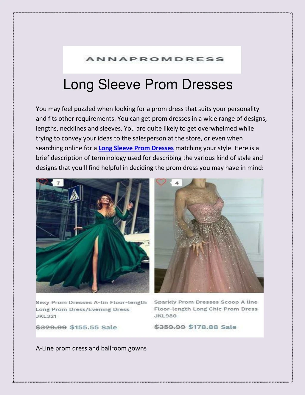long sleeve prom dresses
