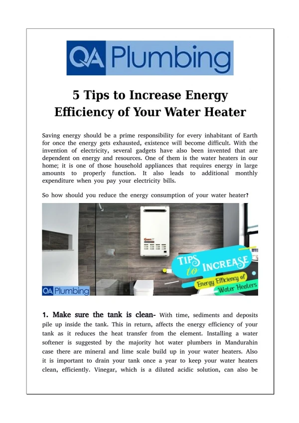 5 Tips to Increase Energy Efficiency of Your Water Heater