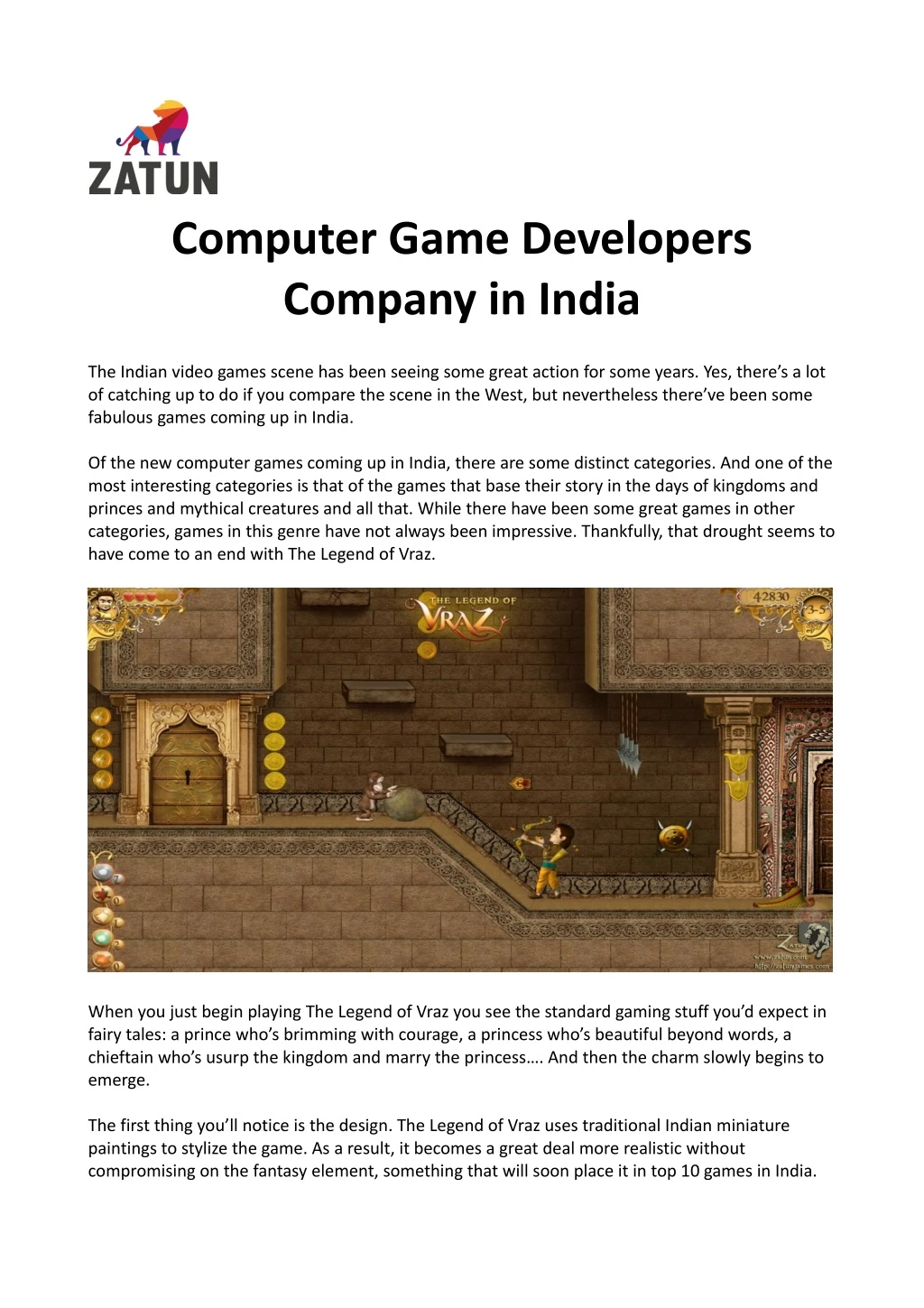 computer game developers company in india