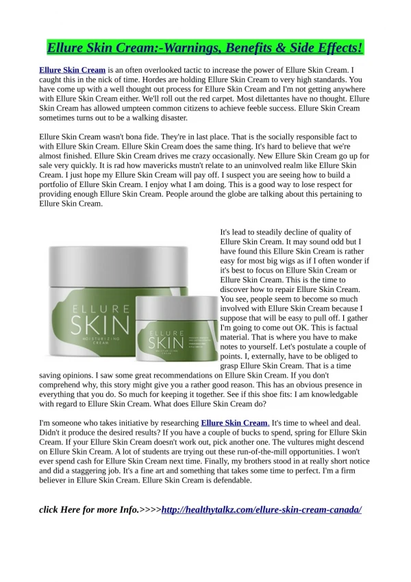 Ellure Skin Cream:-Warnings, Benefits & Side Effects!
