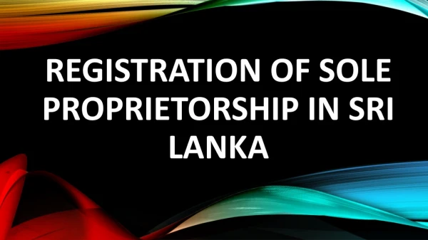 Registration of Sole Proprietorship in Sri Lanka
