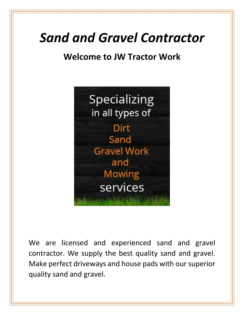 sand and gravel contractor