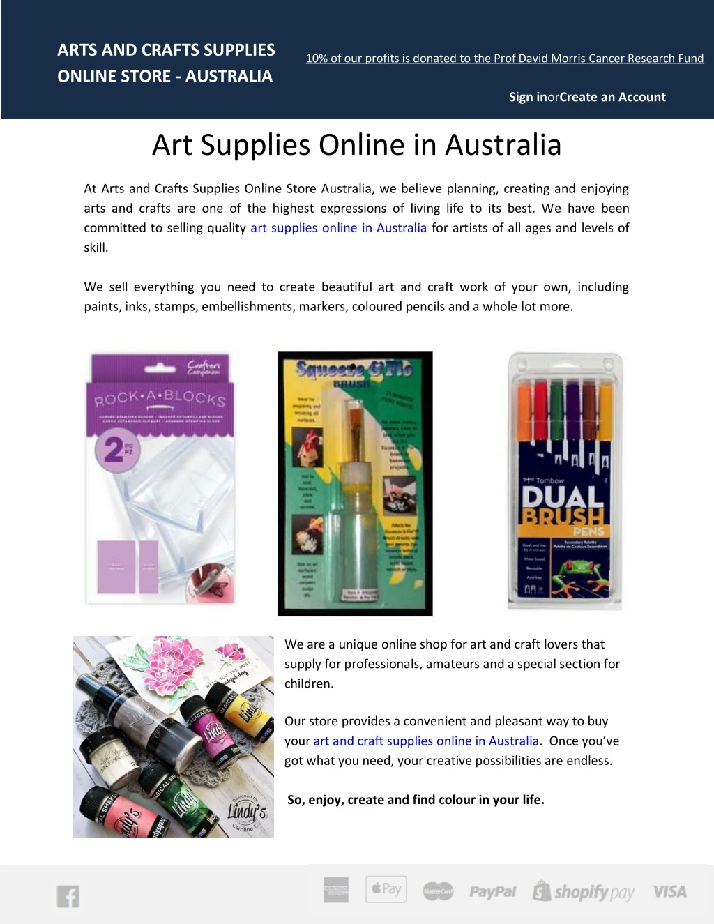 arts and crafts supplies online store australia