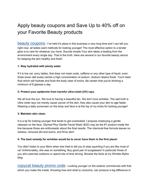 Apply beauty coupons and Save Up to 40% off on Beauty products