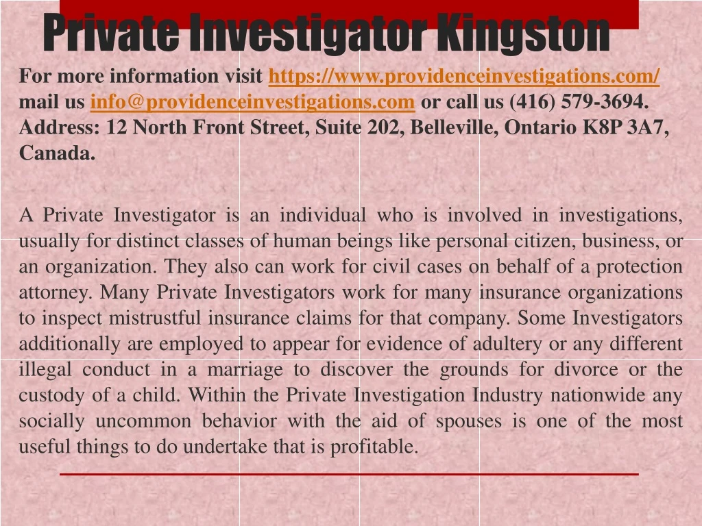 private investigator kingston