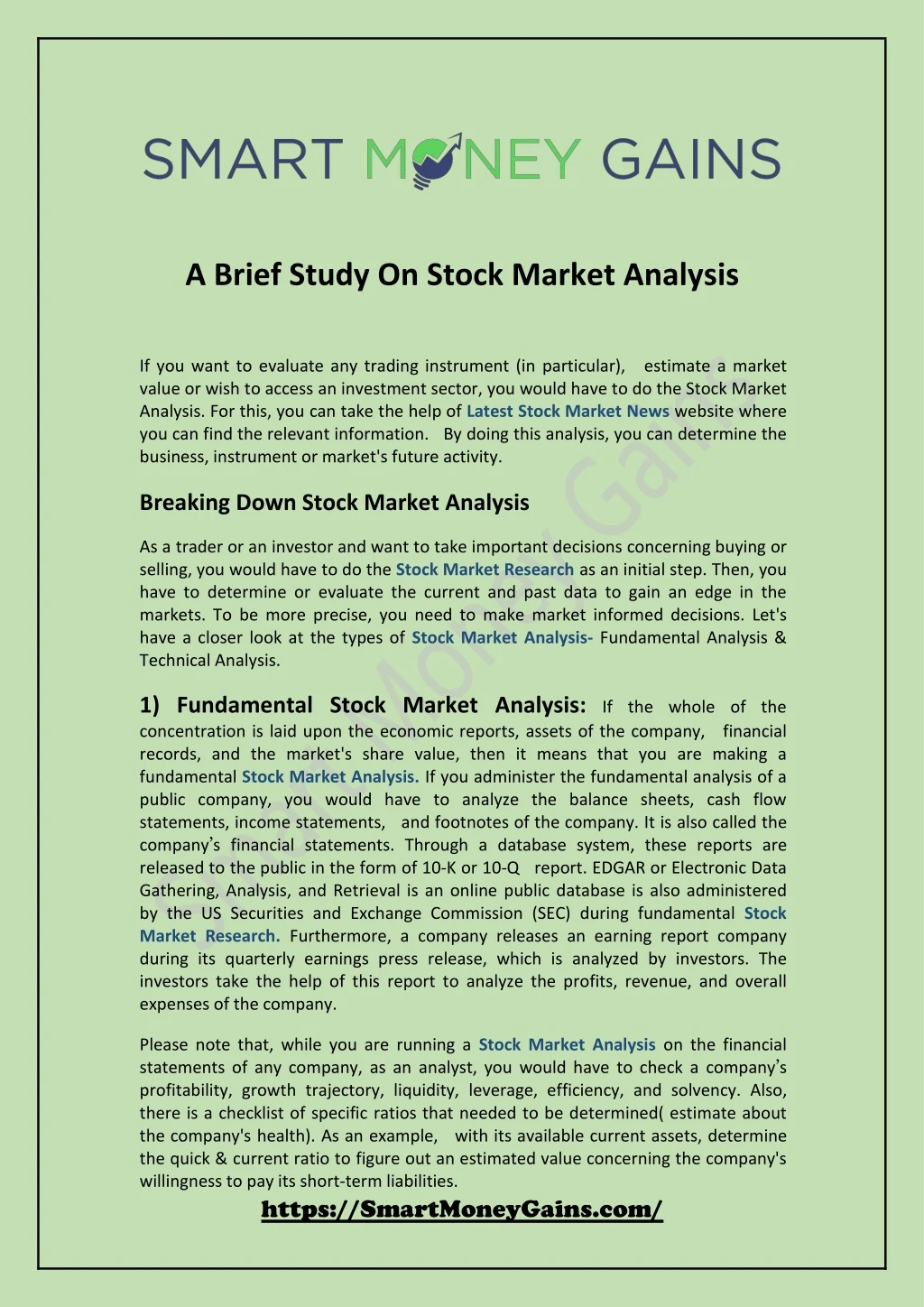 a brief study on stock market analysis