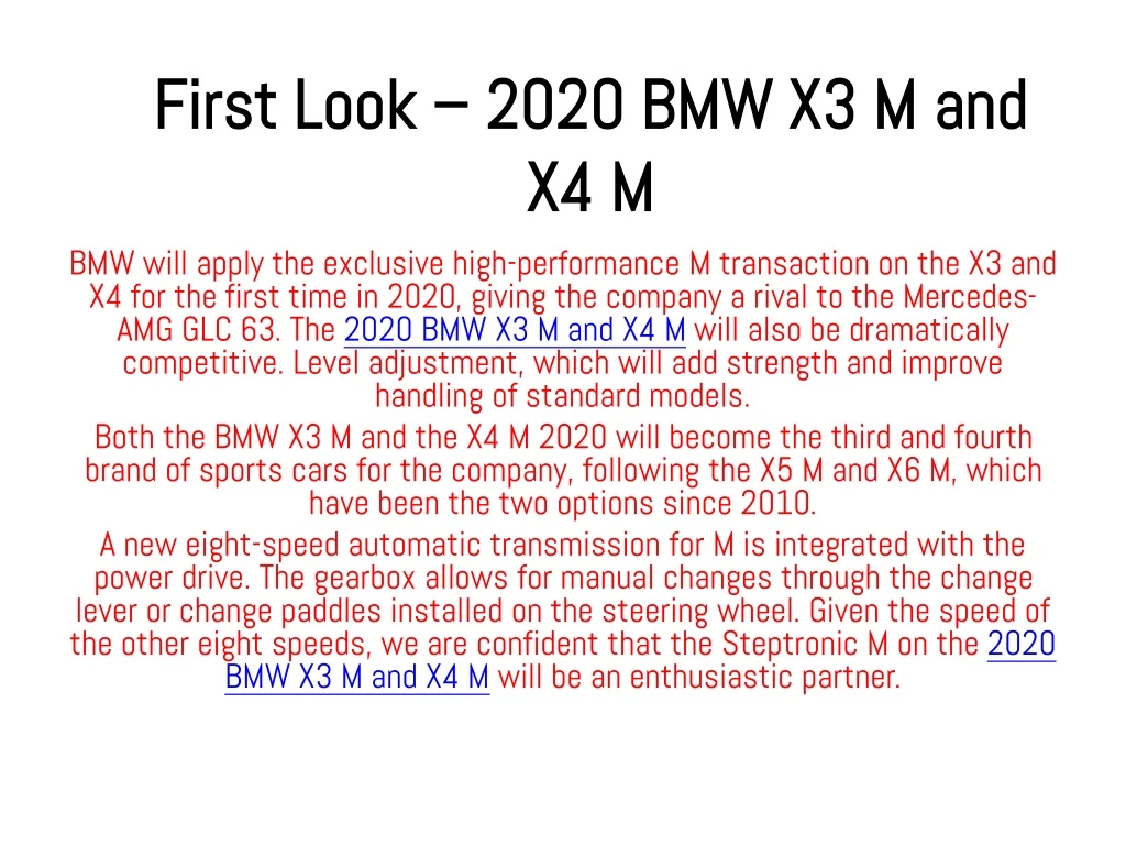 first look 2020 bmw x3 m and x4 m