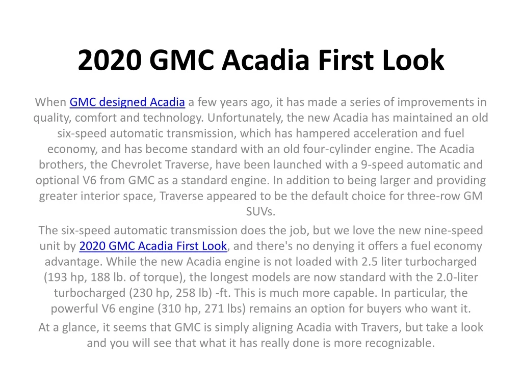 2020 gmc acadia first look