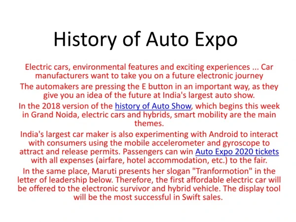 History of Auto Expo