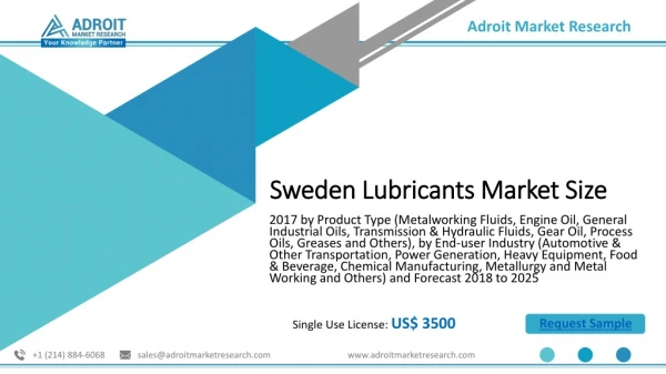 Sweden Lubricants Market by Type, Uses & Geography 2025