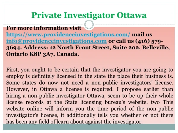 Private investigator Ottawa